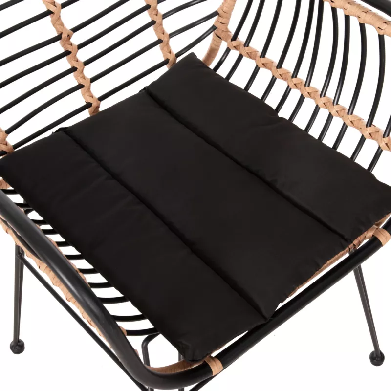 Karrige për jashtë ALLEGRA FH5663.11, kornizë metalike-P.E.RATTAN, ngjyrë bezhë dhe e zezë, 58x59x81H cm