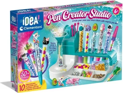 Set kreativ Clementoni Pen Creator Studio, për fëmijë, 50+ aksesorë, shumëngjyrësh