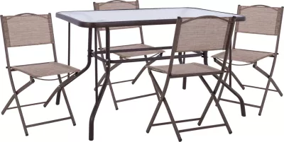Set kopshti tavolinë ADAM & karrige të palosshme, 5 pjesë, të kafta
