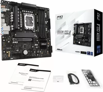Pllakë amë ASRock B860M Pro-A Micro ATX, DDR5, 256GB, 2.5Gb LAN, USB-C 20Gbps, 2x SATA kabllo