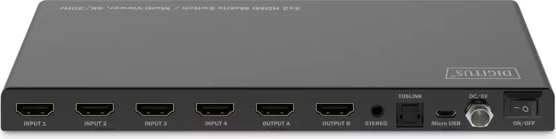 Switch HDMI Digitus 4x2 Matrix, 4K/30Hz, 4 hyrje, 2 dalje, i zi