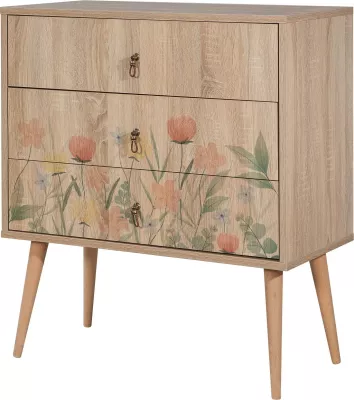 Komodinë Hanah Home, City Trio Tulip, ngjyrë lisi sonoma