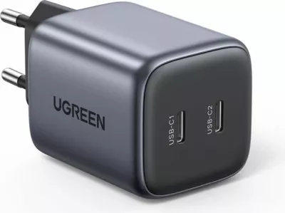 Karikues USB-C UGREEN Nexode 45W GaN II PD 3.0, 2x USB-C, gri