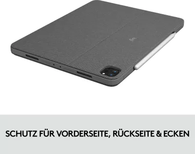 Mbështjellës tastierë Logitech Combo Touch, AZERTY, Trackpad, iPad, Gri