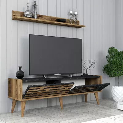 Set mobiljesh për dhomë dite Skye Decor, Valensiya 140, ngjyrë arre, e zezë, mermer