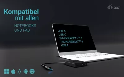 Adapter I-Tec USB-A/C në 2x DisplayPort, i zi