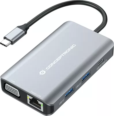 Docking station Conceptronic 7-1 USB-C HDMI VGA 3xUSB-A 25cm gri