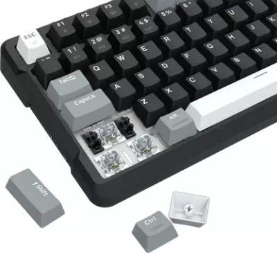 Tastierë mekanike Redragon ARLOKKS QMK K742, 96%, RGB, wireless/wired, anglisht, e zezë
