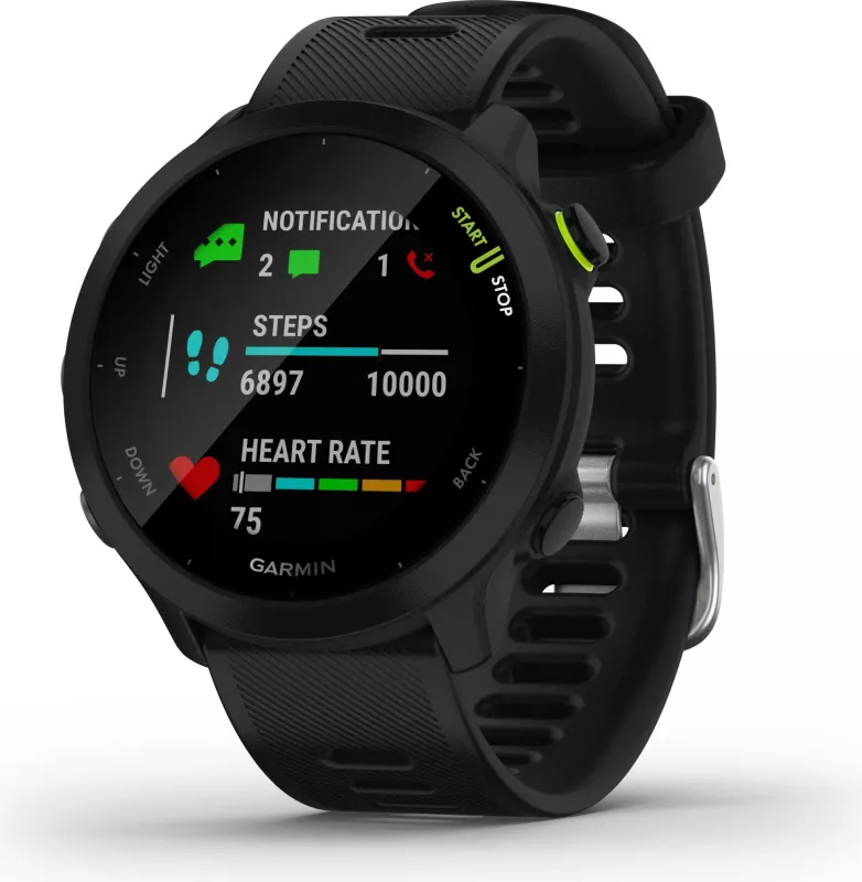 Smartwatch Garmin Forerunner 55, GPS, 2.64 cm, e zezë