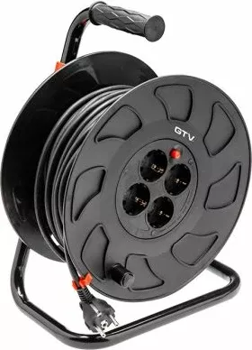 Zgjatues rryme me bobinë GTV AE-SBEBEN-30, 30 m, 4x Schuko, 16A/3500W, i zi