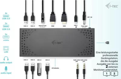 Docking station i-tec USB 3.0/USB-C/Thunderbolt, Dual Display, Power Delivery 100W, i zi