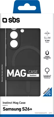 Mbështjellës SBS Instinct Mag për Samsung Galaxy S26 Plus, kompatibil me MagSafe, TPU/Mikrofibër, i zi