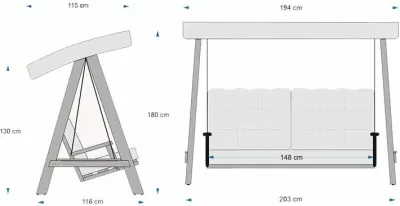 Karrige lëkundëse dyshe për kopsht, ngjyrë antracit, Skye Decor, Pera 2000