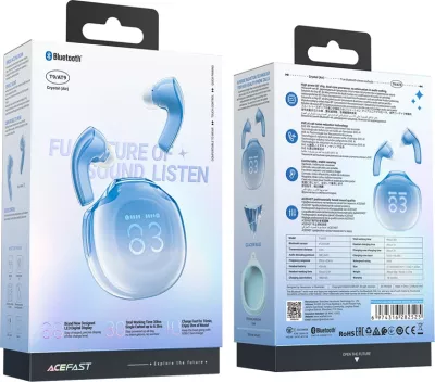Kufje Acefast T9 wireless, Bluetooth 5.3, me ekran LED, IPX4, Blu
