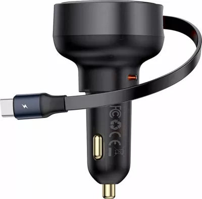 Karikues veture Baseus Enjoyment Pro C00057802111-01, USB-C 60W, kabllë e tërheqshme 0.7 m, i zi