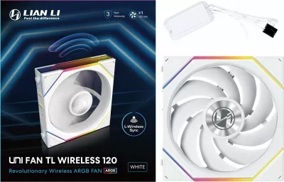 Ventilator PC Lian Li UNI FAN TL Wireless 120 (12TL1W1W) 120mm ARGB PWM, bardhë, 1 copë