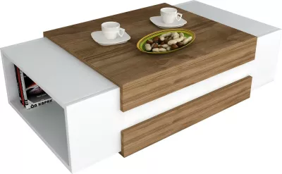 Tavolinë kafeje Skye Decor, Nora, e bardhë dhe arre