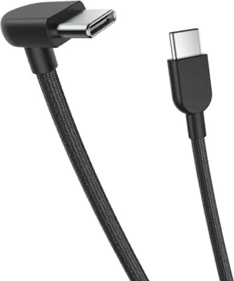 Kabllo USB-C në USB-C Xiaomi 3A 10cm 60W e opletuar me konektor të kthyer, e zezë