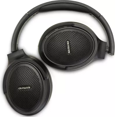 Kufje Bluetooth Aiwa HST-250BT, over-ear, HyperBass, microSD, AUX, 12h, të zeza, set me kuti & kabllo