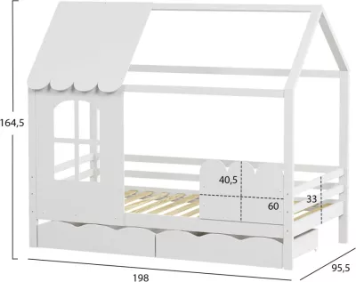 Krevat për fëmijë Montessori Domer FH710.03, i bardhë