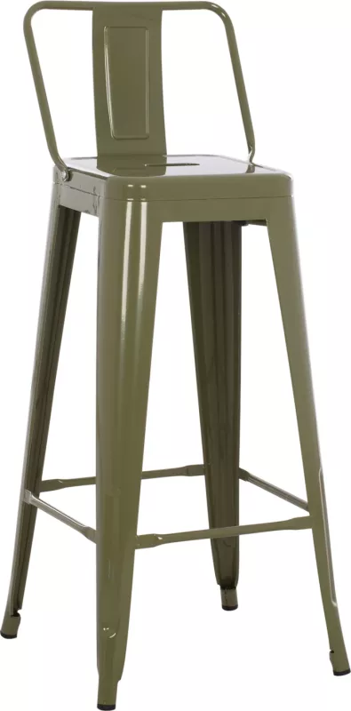 Karrige për bar me mbështetëse, MELITA-PRO, metal, ngjyrë ulliri e errët, 42x42x100H cm