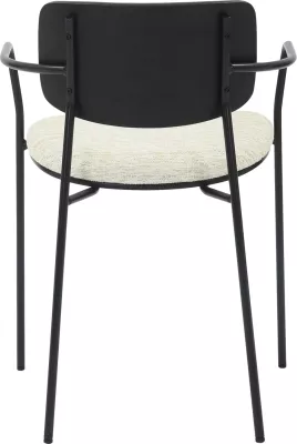 Karrige për ngrënie VIKKI FH9980.02 metal & dru në pëlhurë e zezë-krem, 54x54x75.5H cm, set prej 2 copë