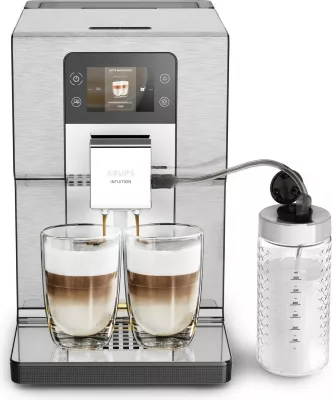Aparat kafeje Krups Intuition Experience+ EA877D, 3L, mulliri i integruar, ekran me prekje, ngjyrë e zezë/çelik