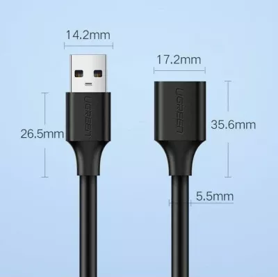 Kabllo zgjatëse USB-A Ugreen US129 USB 3.0 1.5 m Male-Female, e zezë
