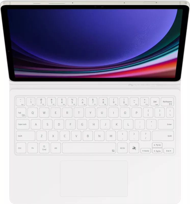 Mbështjellës tastierë Samsung EF-DX725, QWERTZ, Touchpad, Galaxy Tab S9, Galaxy Tab S9 FE, Bardhë