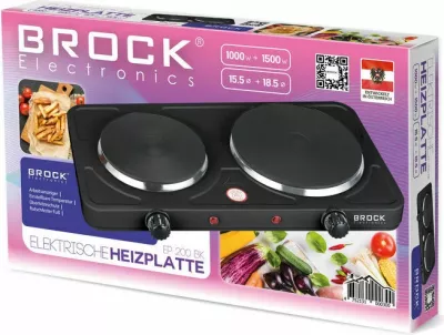 Pllakë elektrike e dyfishtë Brock EP 200 BK 2500 W, e zezë