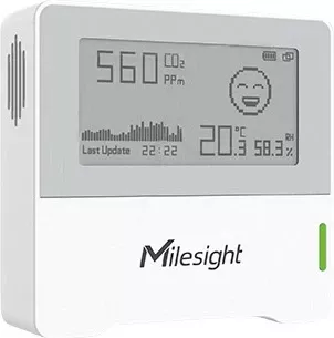 Sensor ambienti Milesight, IoT, Ekran E-Ink, Temperaturë, Lagështi, CO2