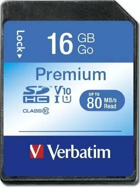 Kartelë memorie SDHC Verbatim Premium 16 GB Class 10 UHS-I/U1 V10 (43962)