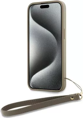 Mbështjellës DKNY Wrist Strap Stock Logo për iPhone 15/14/13, bezhë