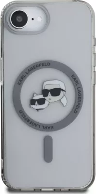 Mbështjellës Karl Lagerfeld IML Metal Karl & Choupette Heads MagSafe për iPhone 16e, i zi