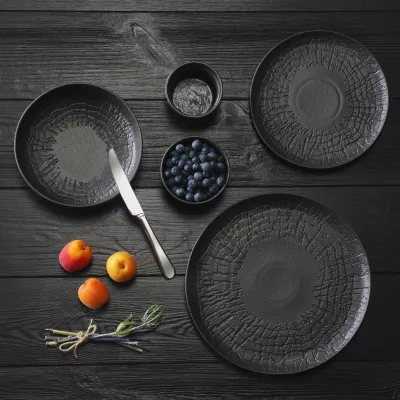 Pjatë për pasta Fine Dine Crust 275 mm, porcelan, e zezë, set 3 copë