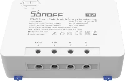 Switch smart Wi-Fi SONOFF POWR3, matje konsumimi energjie, 25A/5500W, 2.4GHz, i bardhë/gri