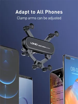 Mbajtëse telefoni LDNIO MG03 gravity për grilë ventilimi, 360°, ABS, e zezë