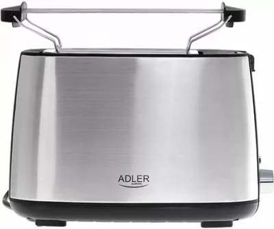 toster buke ADLER AD3214, 2 fetë, 7 nivele pjekjeje, 650-750W (max 900W), ngrohës për simite, argjendtë/zi