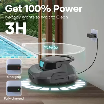 Robot pastrues pishine AIPER Scuba SE, pa kabllo, me bateri 90 min, shportë filtri 2L, gri