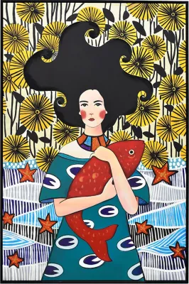 Pikturë dekorative Concern, shumëngjyrëshe, kornizë e zezë, kanavacë-dru, 80x120x5cm