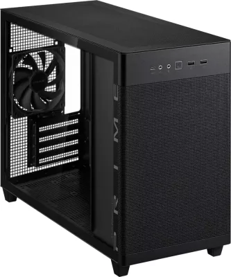 Kasë ASUS Prime AP201 MicroATX, tempered glass, 33 L, mbështetje radiator 360 mm, e zezë