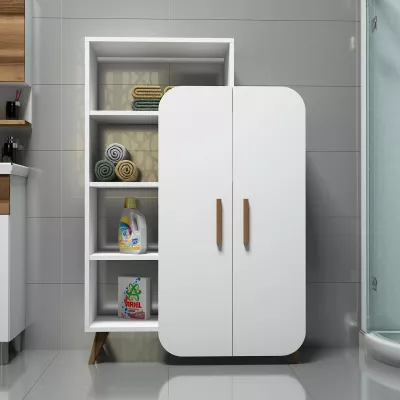 Raft librash Hanah Home, formë moderne, ngjyrë e bardhë