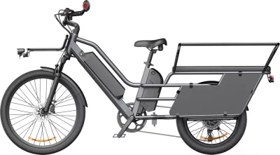 biçikletë elektrike kargo ADO Oasis 261T, motor 250W, bateri dyfishe 48V 13.5Ah + 48V 9Ah, deri 180 km, gri, me dorezë gazi