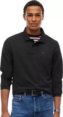 Maicë polo me mëngë të gjata Tommy Hilfiger Jeans DM0DM23630, për meshkuj, e zezë