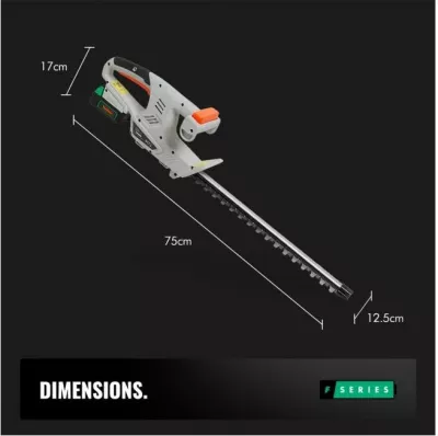 Prerëse shkurresh pa kabllo VonHaus F-Series 12V MAX 2.0Ah, teh 45 cm, prerje 14 mm, me bateri dhe karikues, gri/portokalli