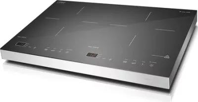 Pllakë induksioni CASO S-Line 3500 3500W dy-zonëshe Sensor-Touch, e zezë/inoks