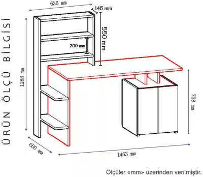 Tavolinë studimi Hanah Home, Melis, e bardhë-antracit