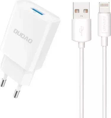 Karikues Dudao A4EU me USB-A dhe kabllo Lightning, bardhë
