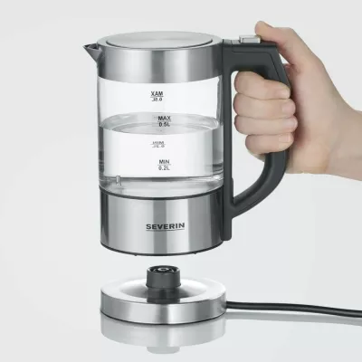Ibrik elektrik Severin WK 3458, 0.5L, 1100W, i zi/transparente