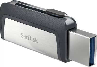 USB SanDisk Ultra Dual Drive, 128 GB, USB Type-A / USB Type-C, 3.2 Gen 1, E zezë, Argjend